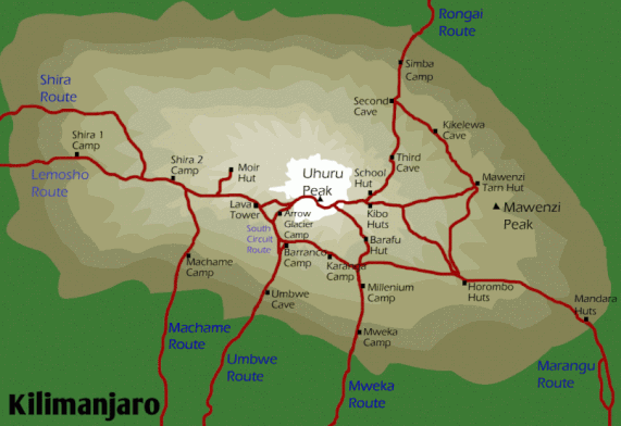 MajesticKilimanjaro.com Map of Kilimanjaro 
